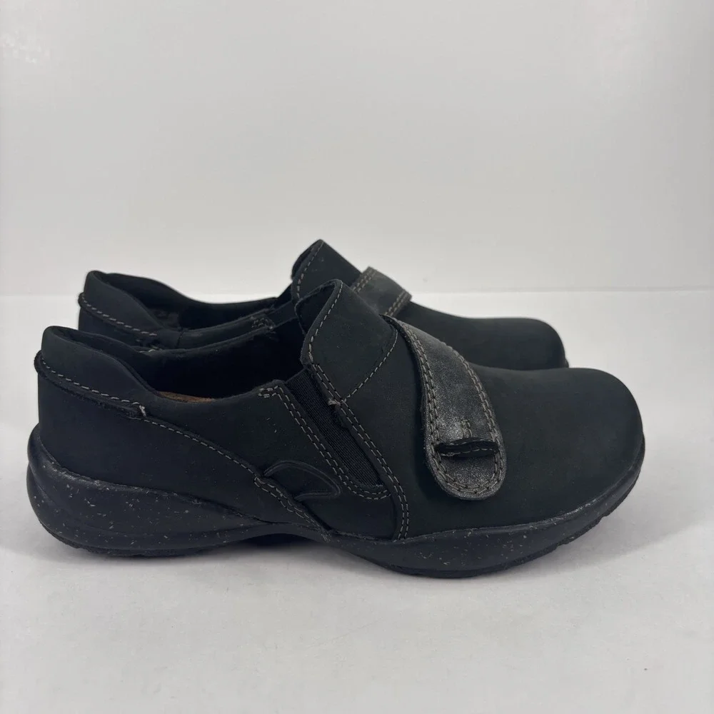 Clarks Roseville Dot Loafers Women's‎ US 5.5 Black Leather Comfort Slip-On Shoes